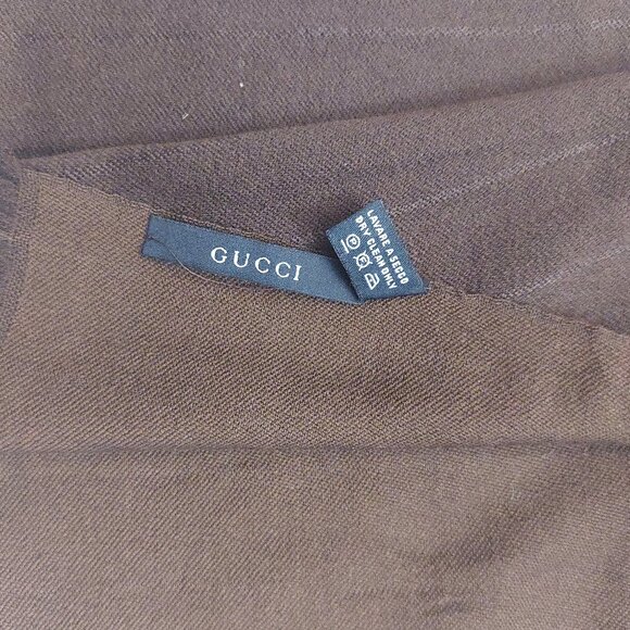 Gucci Vintage Dark Brown Pin Stripe Men's Scarf - Picture 10 of 10